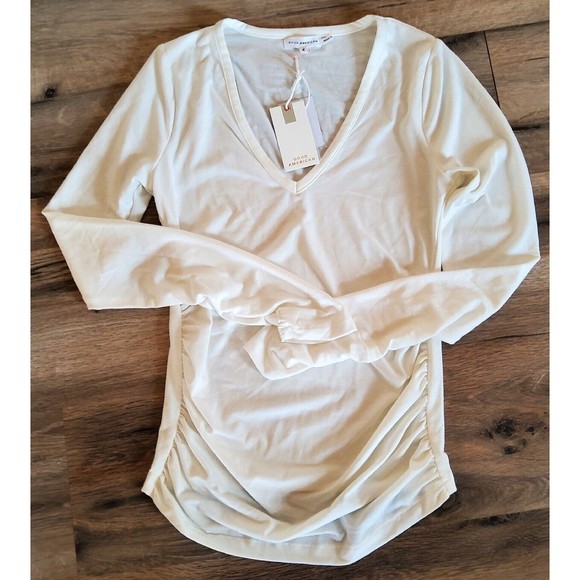 Good American Tops - Good American Women's White Good Form V-neck Bodysuit Long Sleeve Size 2